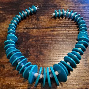 Turquoise Button Choker Necklace - 17"